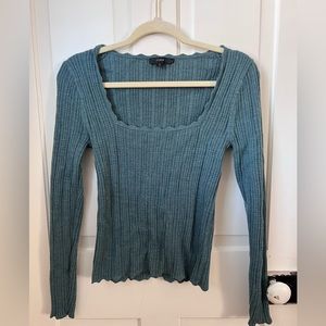 J. Crew Scalloped Squareneck Pointelle Sweater